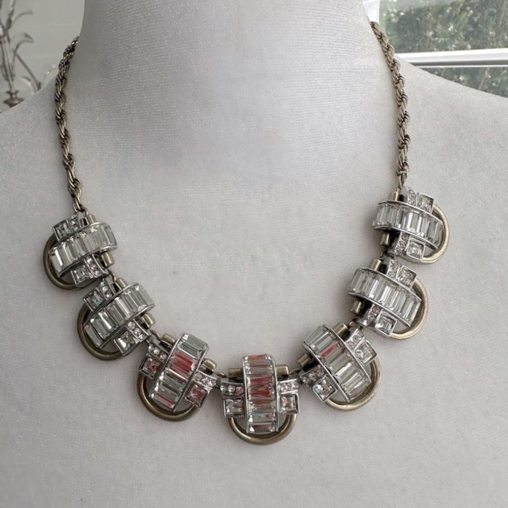 Banana Republic Necklace with Baguette Rhinestones. Intricate Design Features.